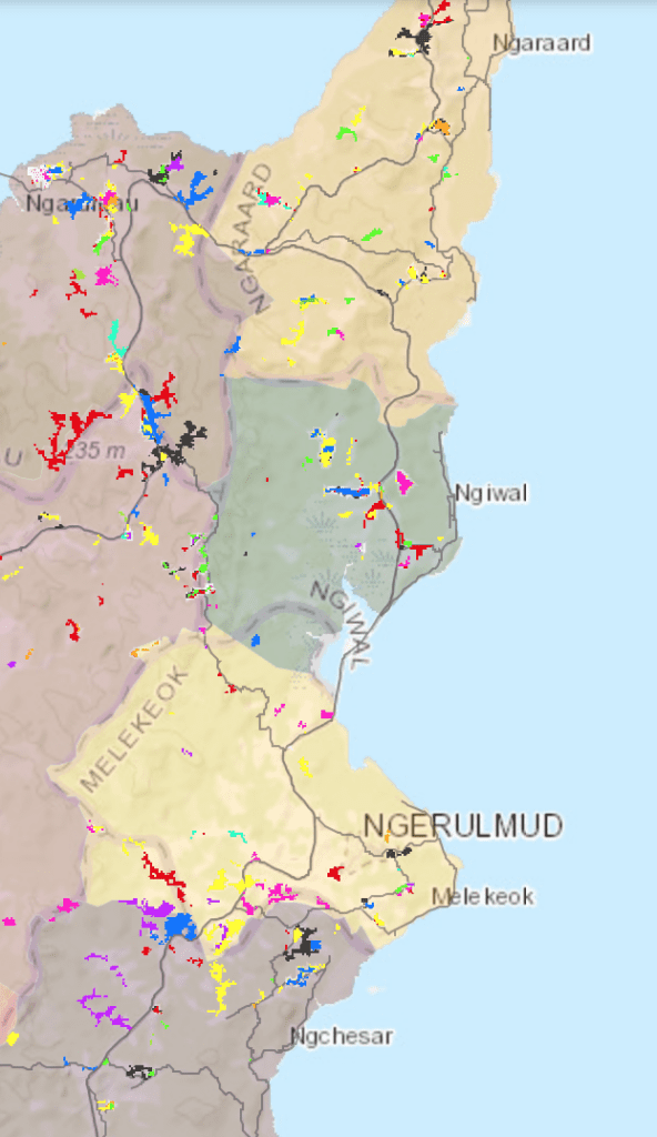 Palau Babeldaob Wildfires closeup (2012-2022)