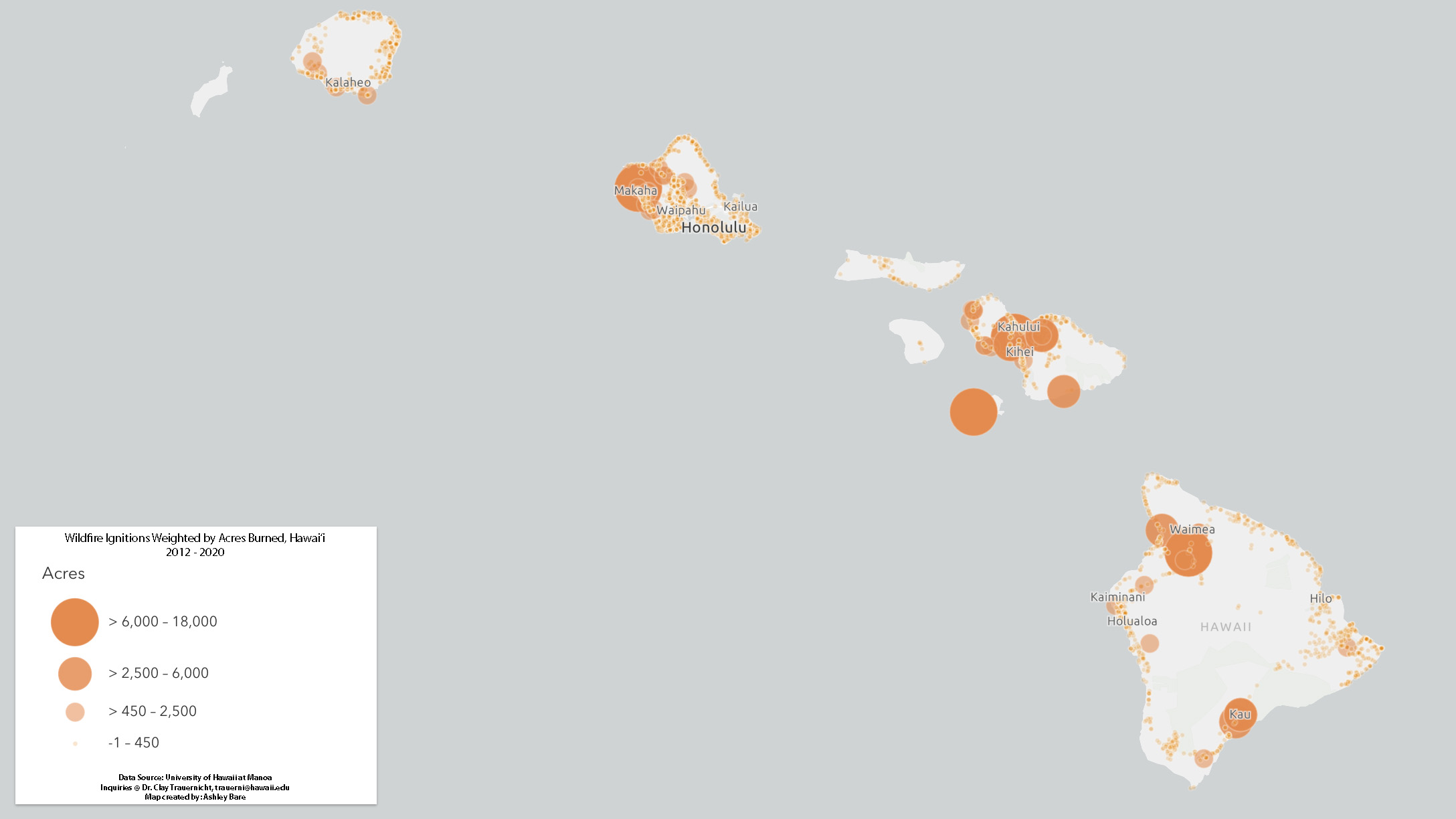 Hawai‘i Fire Ignitions 2012 - 2020